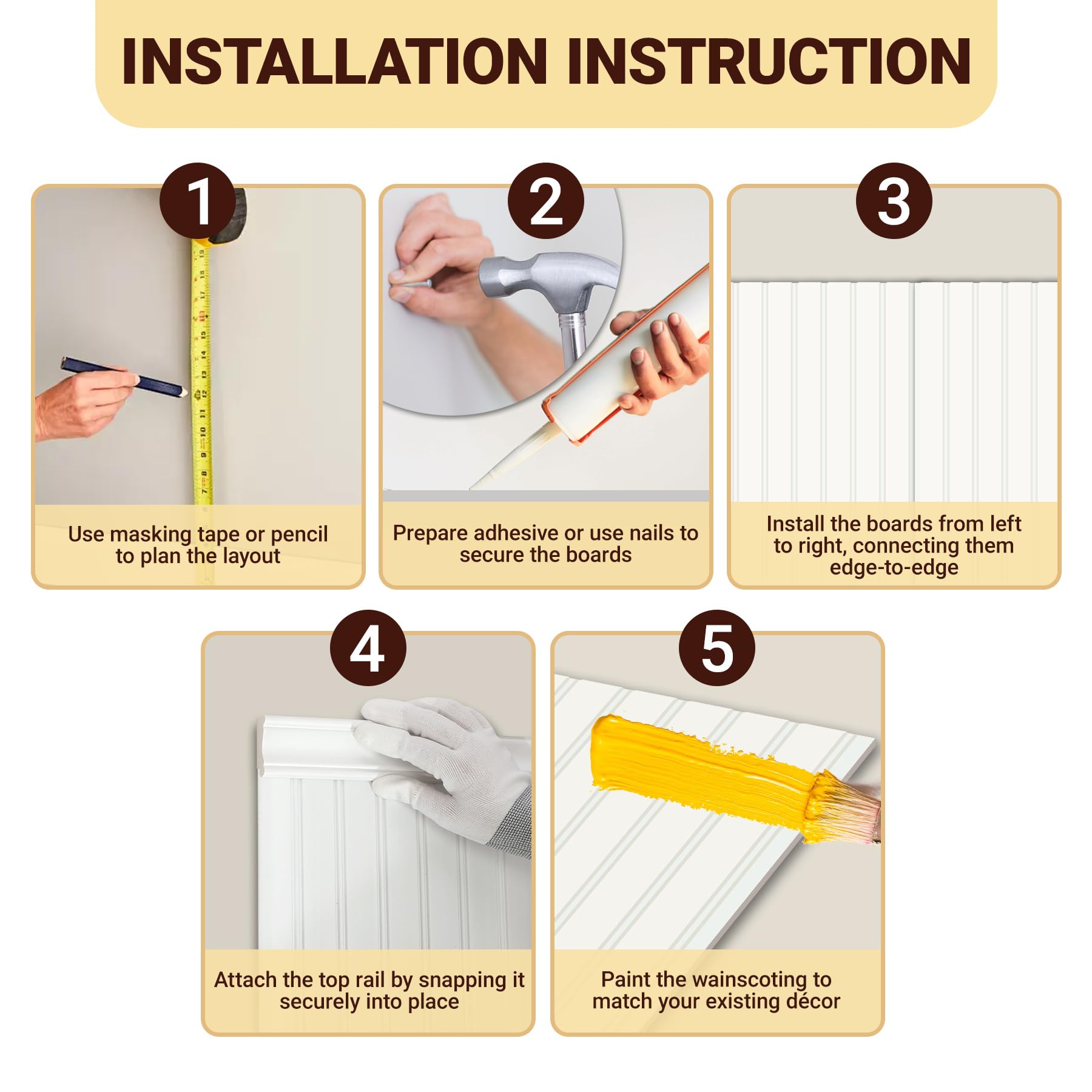 Plan layout with masking tape for Trimold panels to achieve precise 3D design