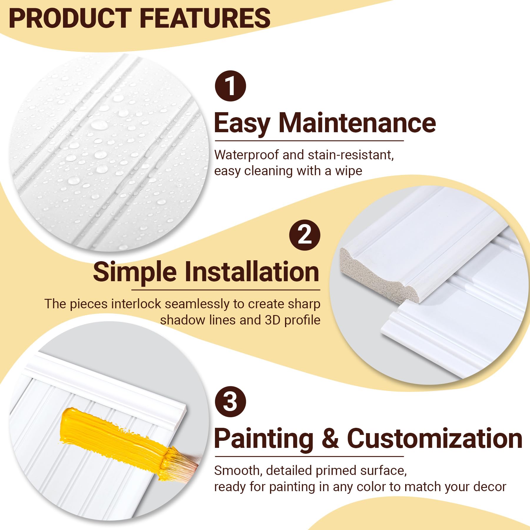 Trimold top rail detail highlighting clean lines for modern walls