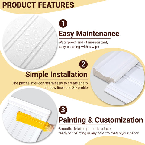 Trimold top rail detail highlighting clean lines for modern walls