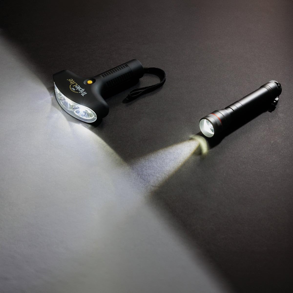 TripleLite LED flashlight powered by AA battery for camping and emergencies.
