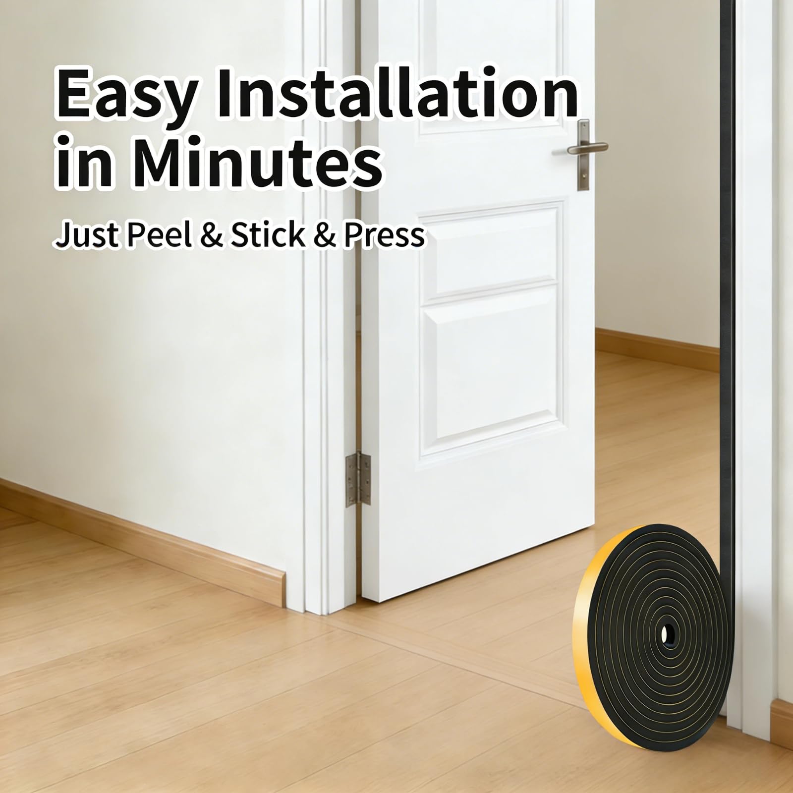 Trisiki high density foam seal on door edge demonstrating soundproofing