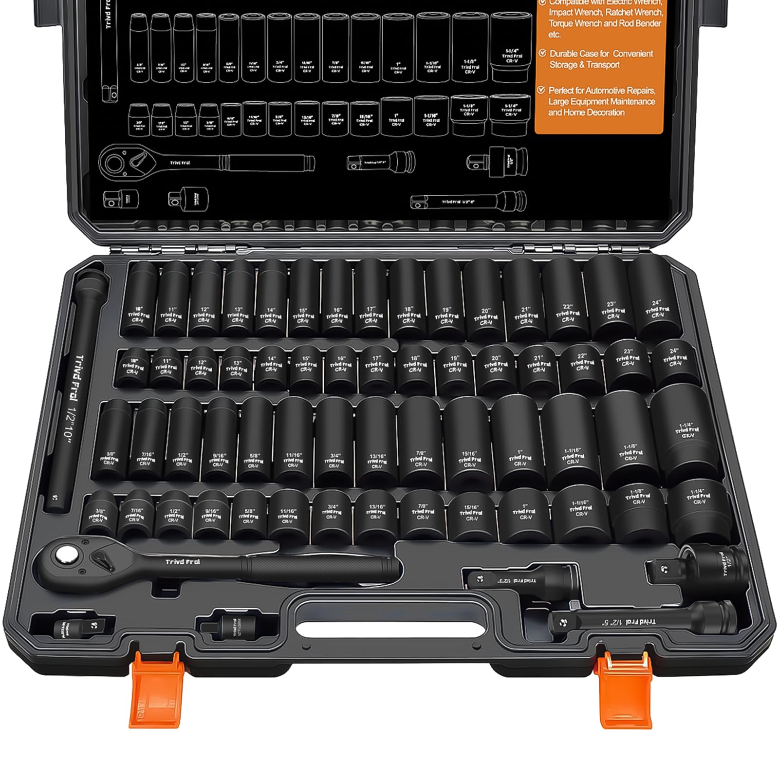Trivd Frol 1/2-inch drive impact socket set ready for versatile repair tasks