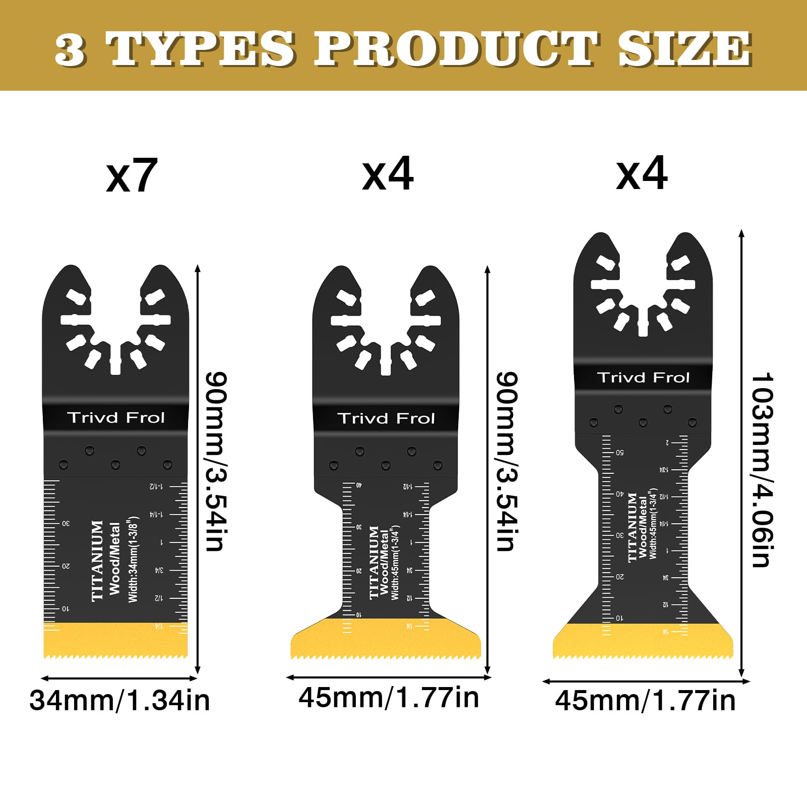Trivd Frol titanium carbide coated 1-3/8 inch blade for durable cuts.