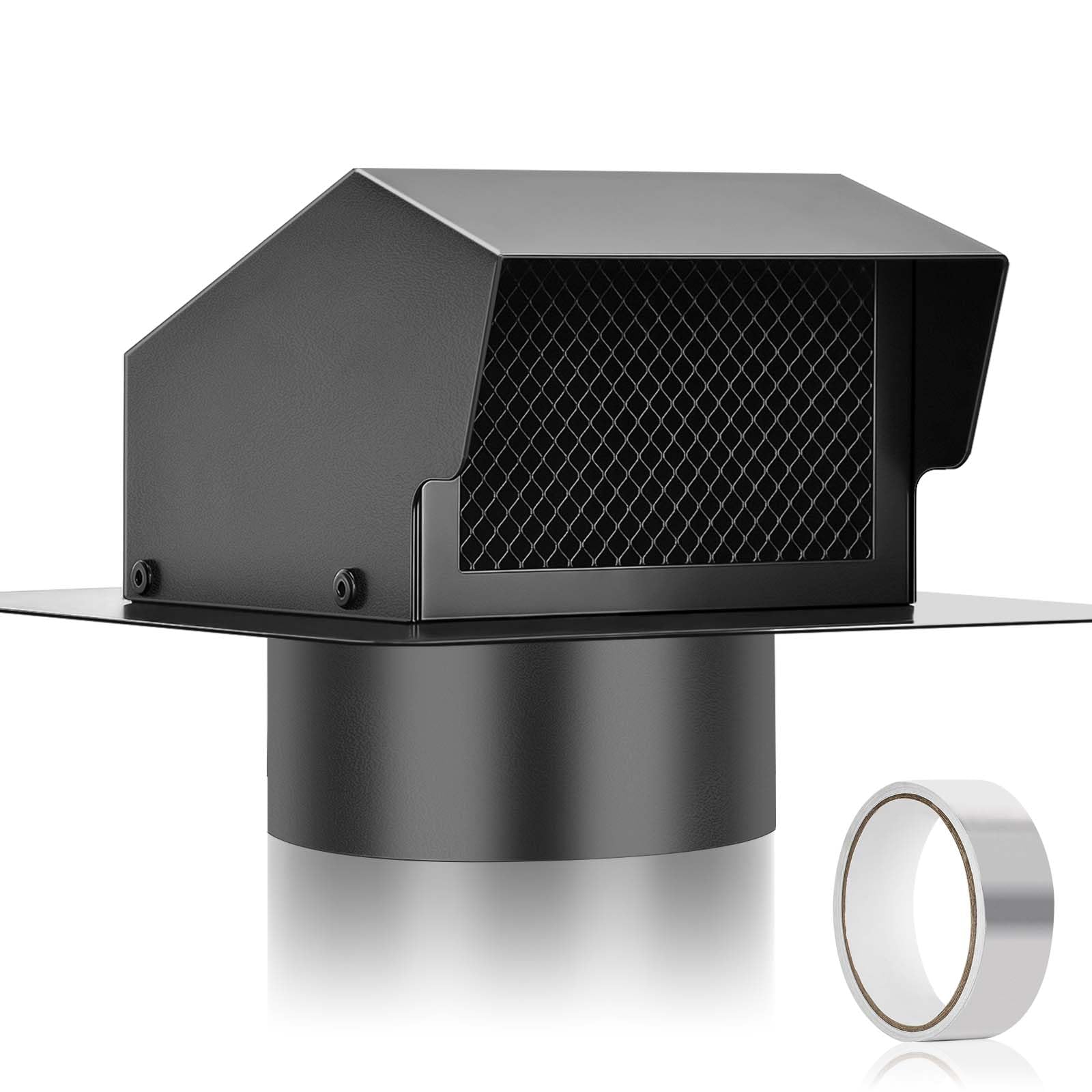 Trivd Frol 6in roof vent cap front view showing sturdy galvanized steel body for attic ventilation.