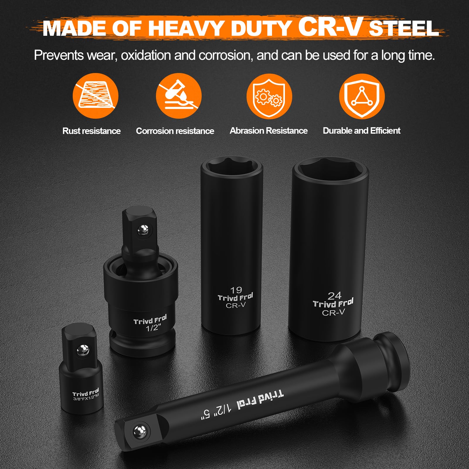 Trivd Frol SAE deep sockets 3/8 to 1-1/4 inch for heavy fasteners