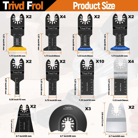 Titanium-coated blade from Trivd Frol for longer life and tougher material cuts.