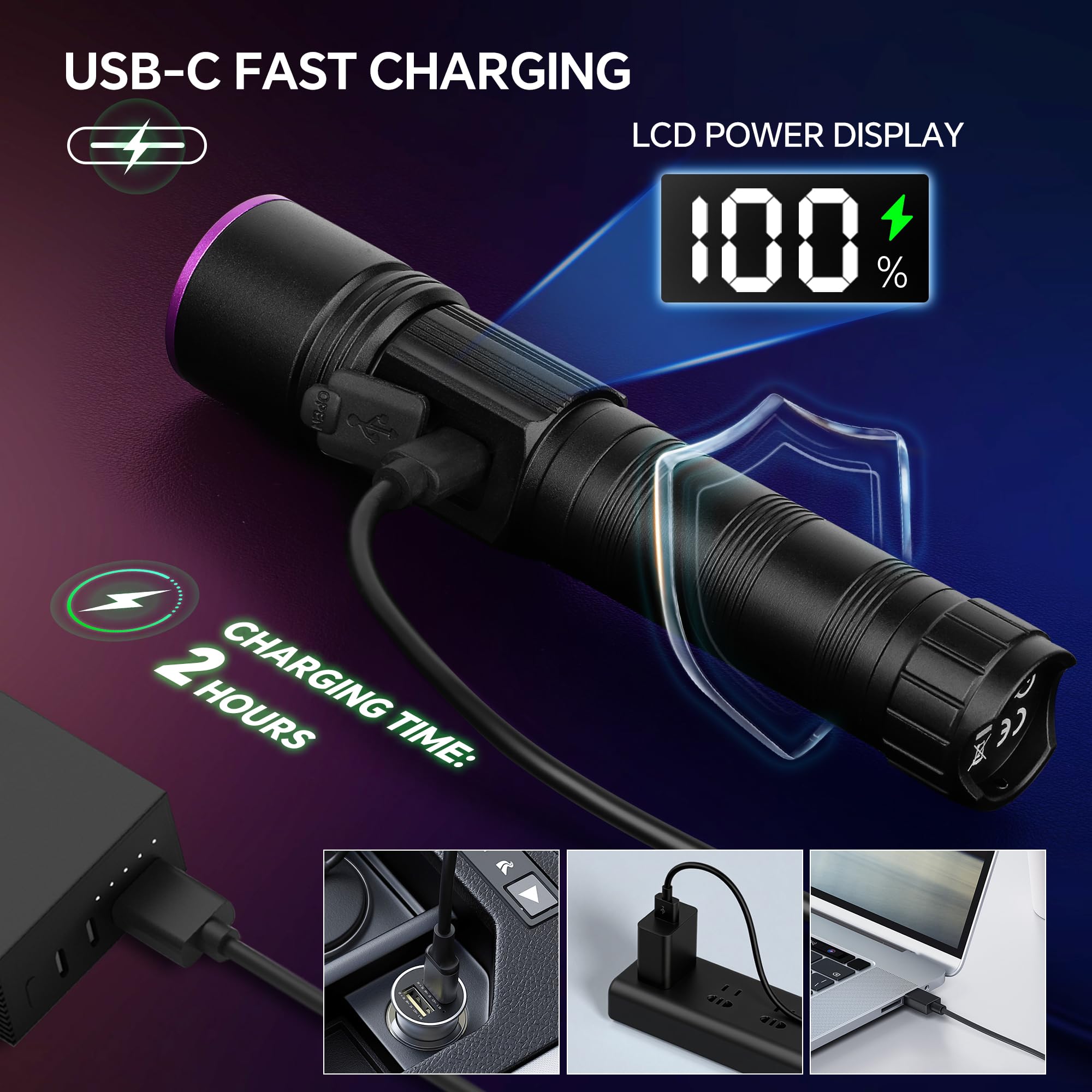 TrixHub 365nm UV flashlight aluminum body emphasizes durability for outdoor use