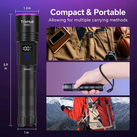 TrixHub UV flashlight for indoor inspections like leaks and sanitation