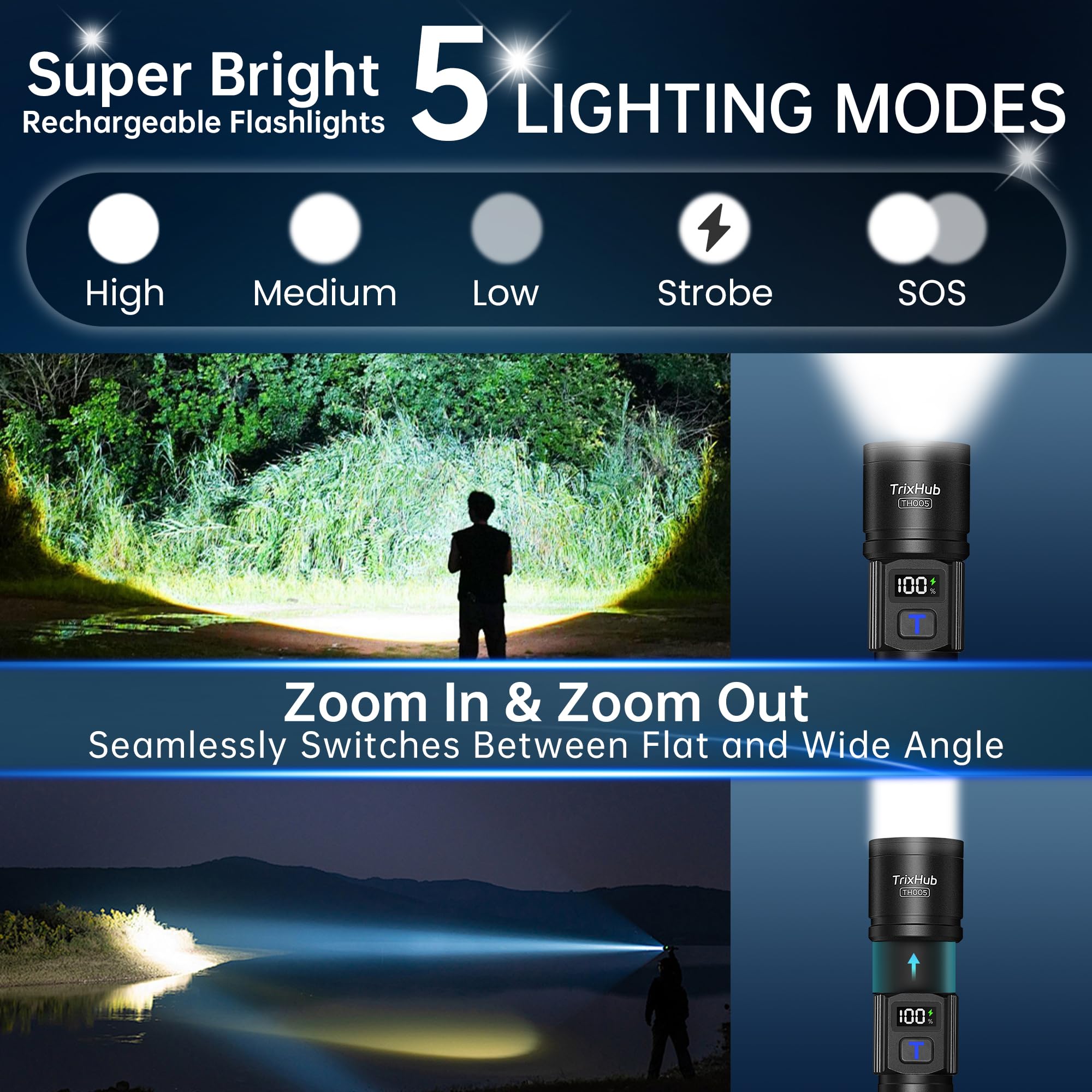 TrixHub LED chip long beam for broad visibility in dark spaces