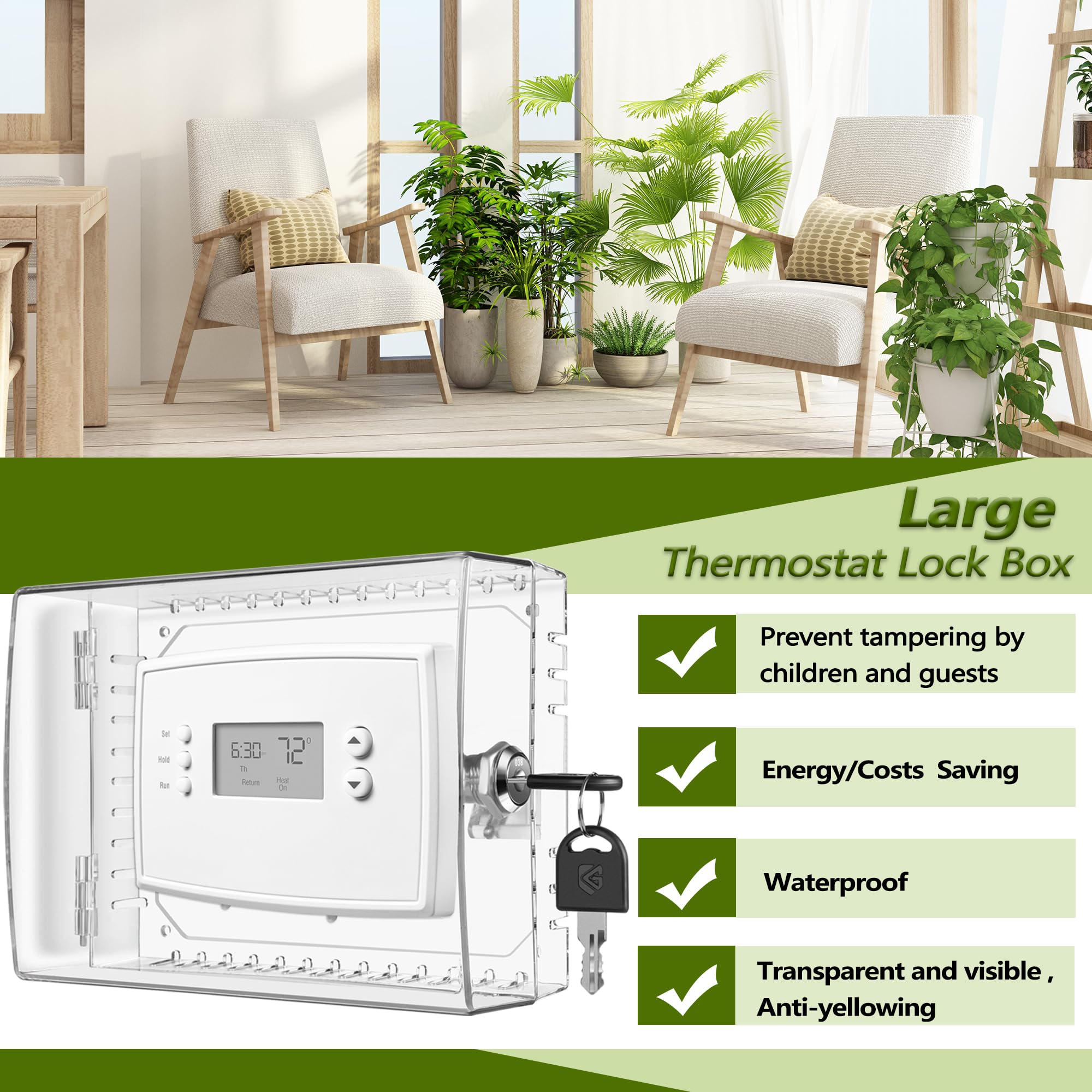 TRJ thermostat lock box supports easy installation without removing the thermostat.
