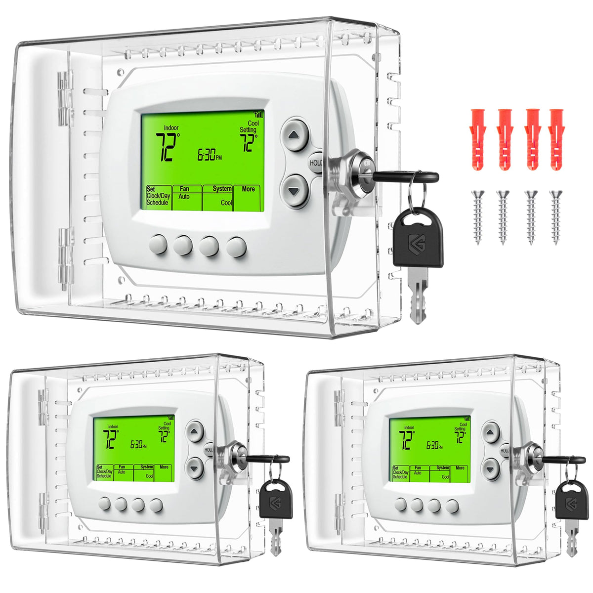 TRJ thermostat lock box front view for secure wall installation