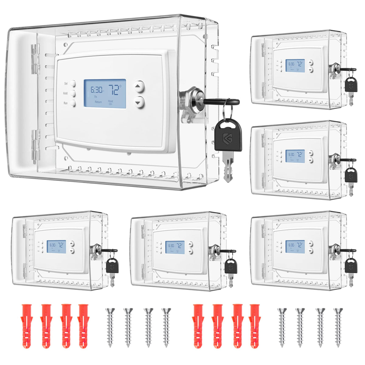 TRJ thermostat lock box with secure lock prevents tampering and unauthorized adjustments.