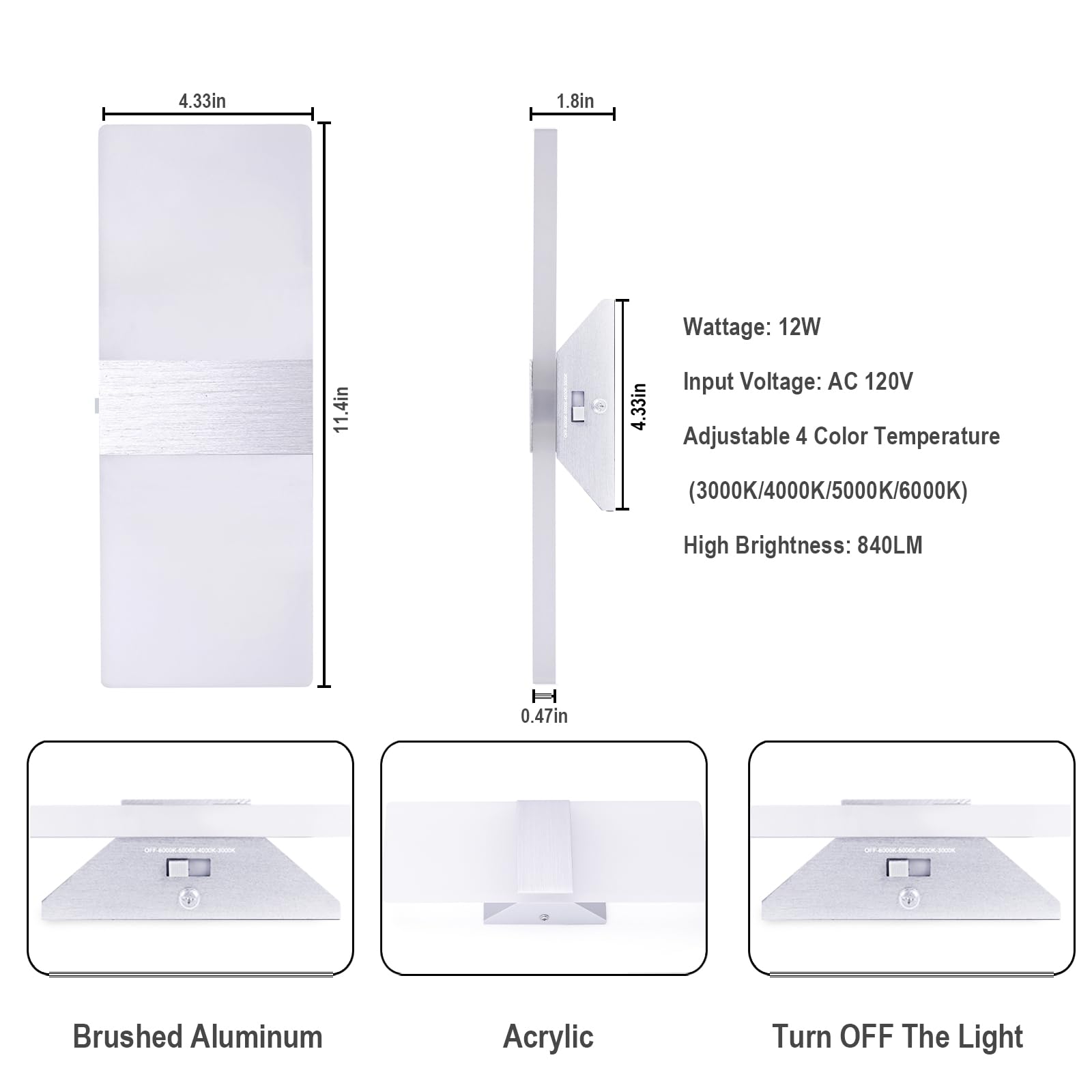 TRLIFE LED wall sconce lighting a living room with soft glow