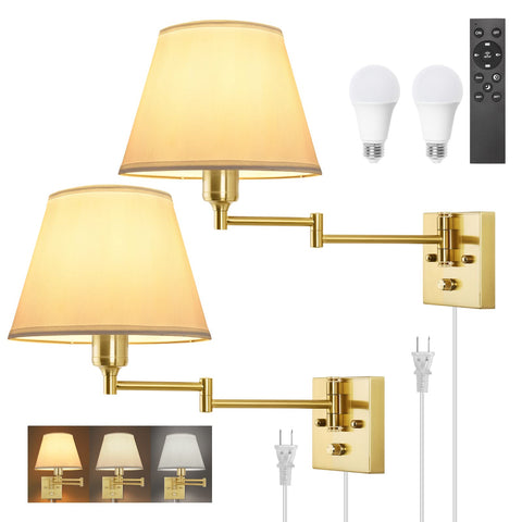 TRLIFE dimmable wall sconce with brushed brass finish and white shade for ambient mood lighting