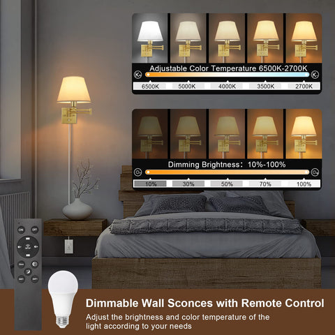 TRLIFE wall sconce with remote control for easy brightness adjustments