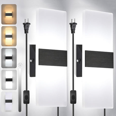 TRLIFE modern LED wall sconce front view showing 4CCT option and sleek black finish