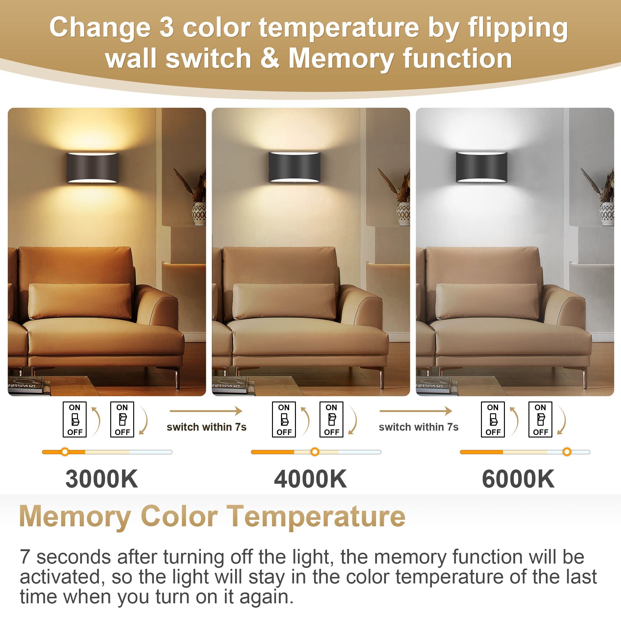 TRLIFE modern wall sconce for living room with soft, dimmable light
