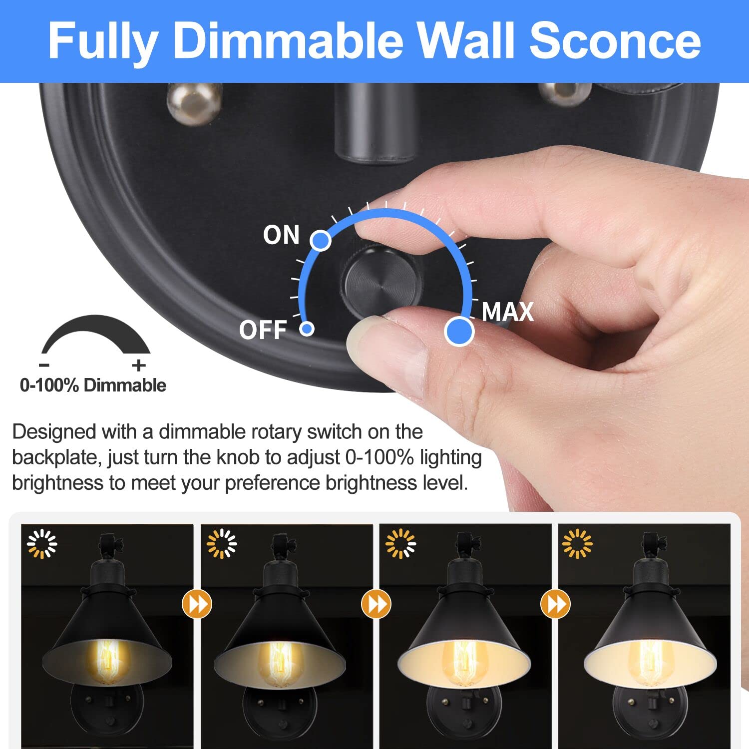 TRLIFE dimmable backplate sconce enables customizable brightness for ambience