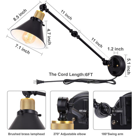 TRLIFE six-foot cord wall light for easy placement near outlets