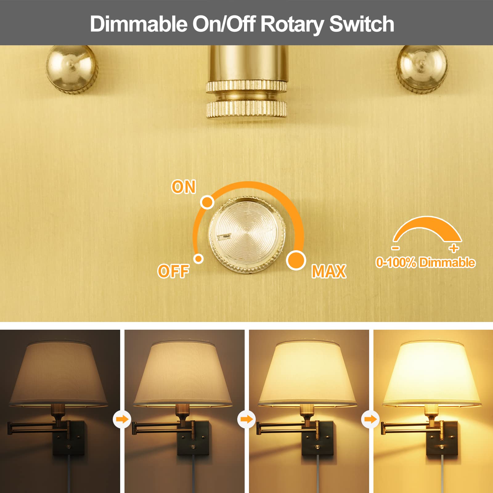 Two swing-arm wall lights from TRLIFE with 180-degree arm movement.