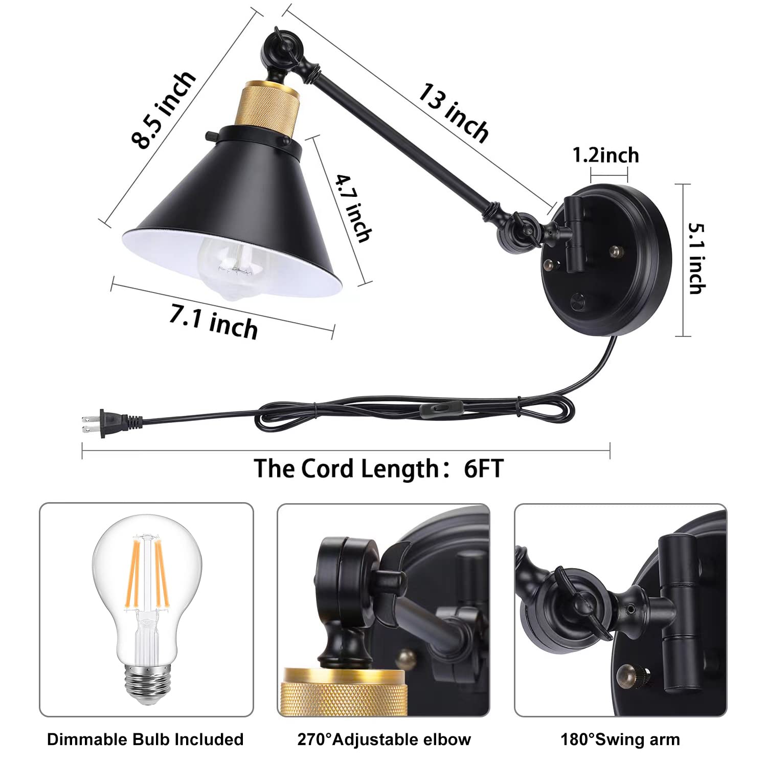 Dimmer knob on TRLIFE sconce enables smooth brightness control.