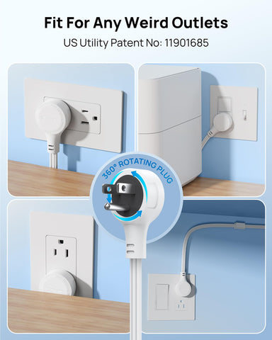 TROND 18-inch short extension cord keeps cables tidy and accessible