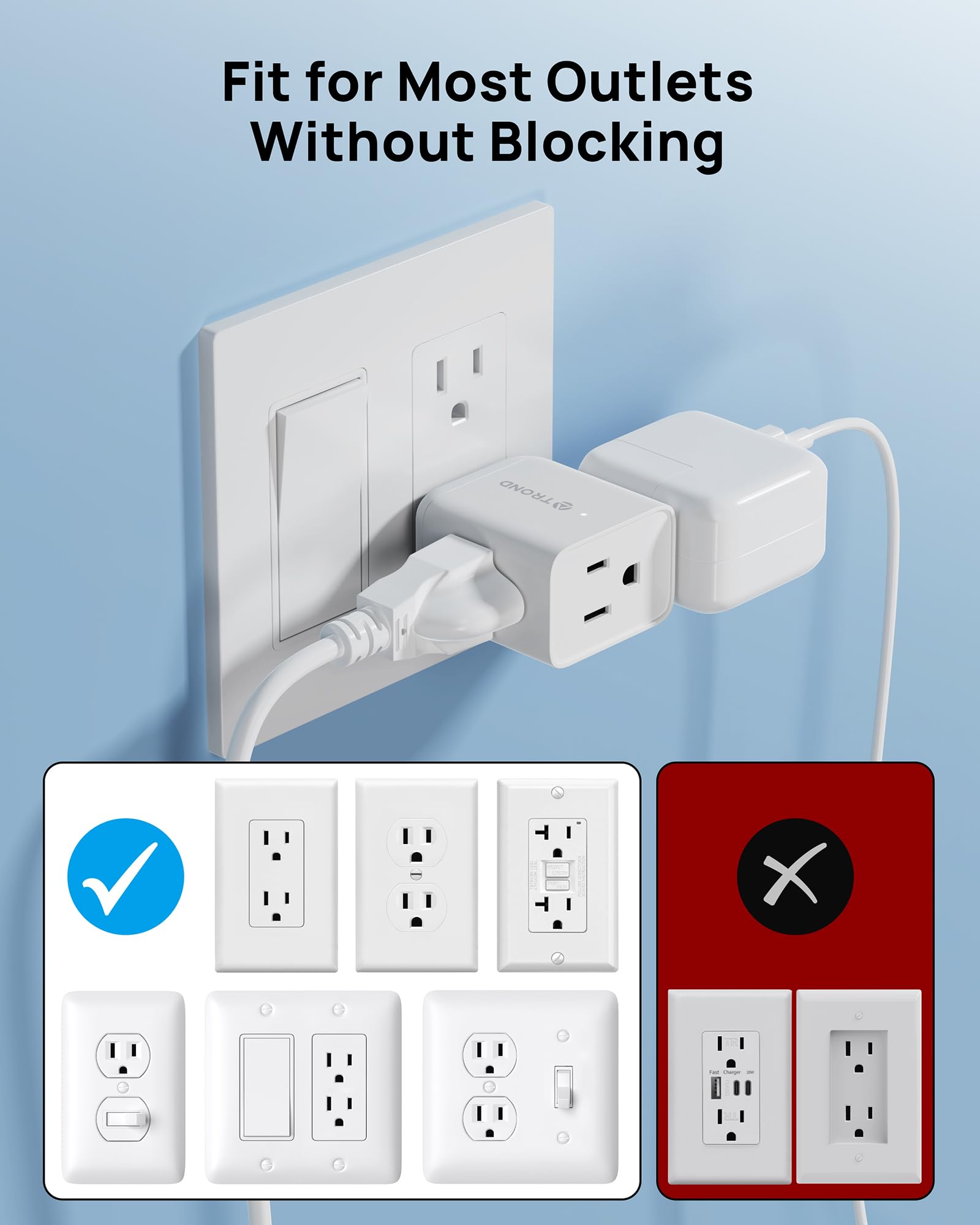 TROND 3-socket charging station powering multiple devices
