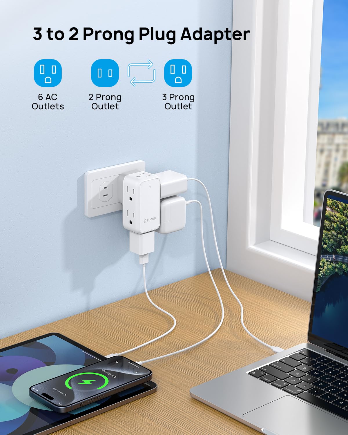 TROND 360-degree rotating plug enables flexible placement in tight spaces