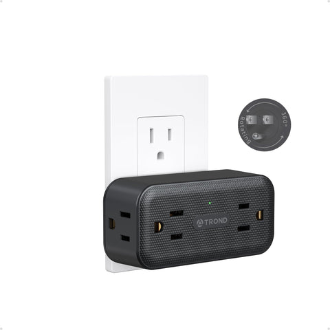 TROND 360 rotating outlet adapter offers flexible fit for clutter-free charging at home.