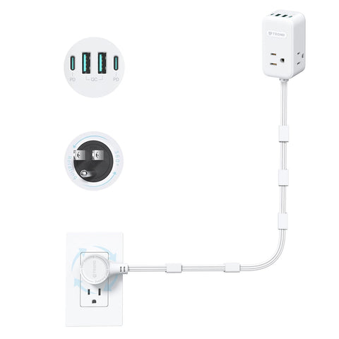 TROND 360° rotating plug enables easy access behind furniture.