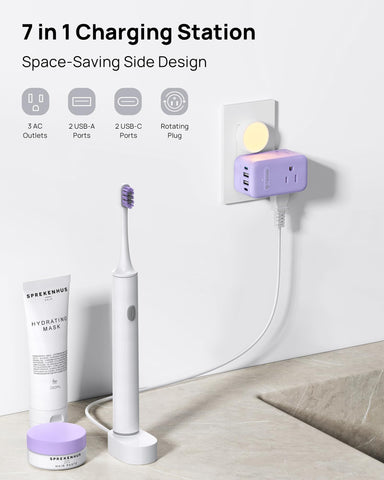 TROND 7-in-1 adapter charges three AC outlets and four USB ports.