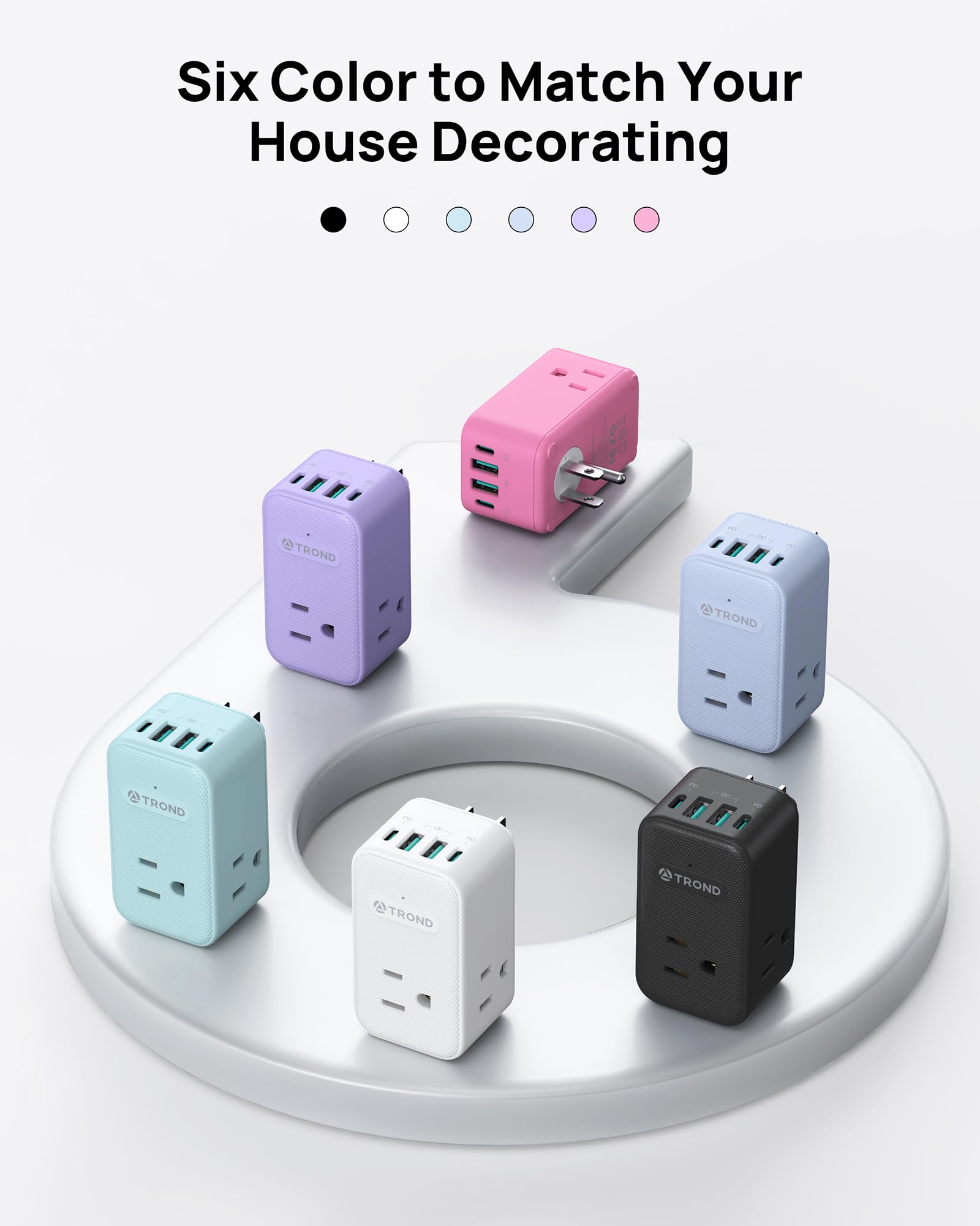 TROND-compact-outlet adapts to horizontal-and-vertical-receptacles for flexibility.