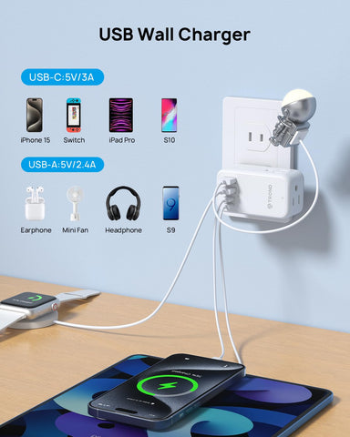 TROND compact travel adapter with small footprint for luggage.