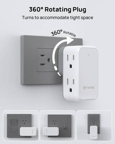 TROND compact travel-size wall outlet extender ideal for tight spaces on trips.