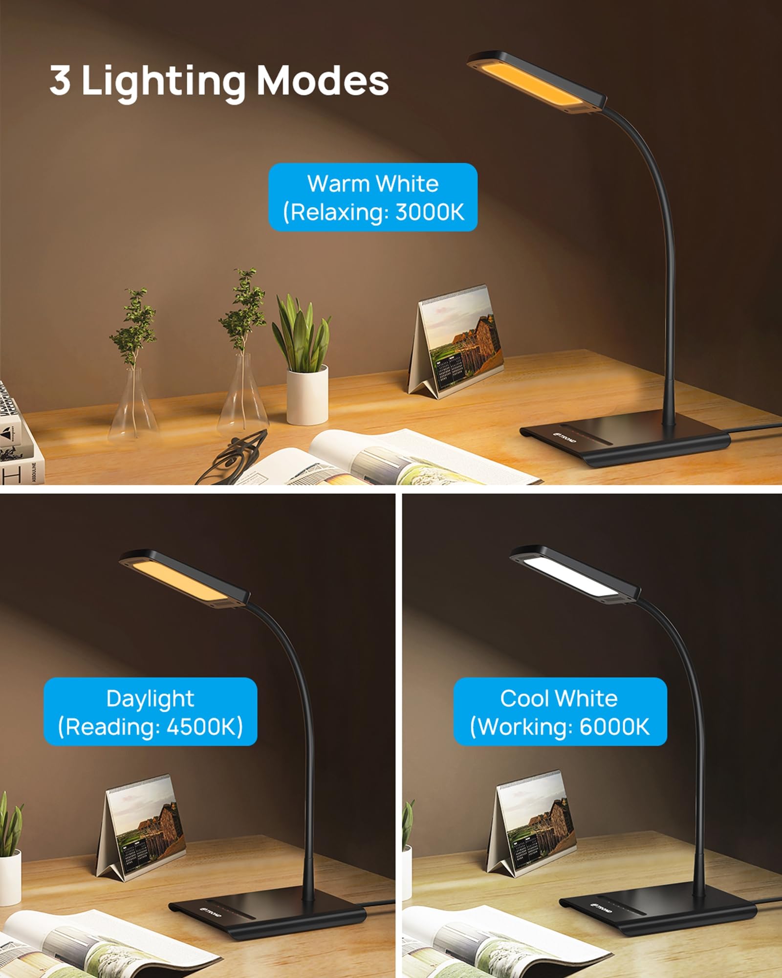 TROND Desk Lamp seven brightness levels for task-specific light