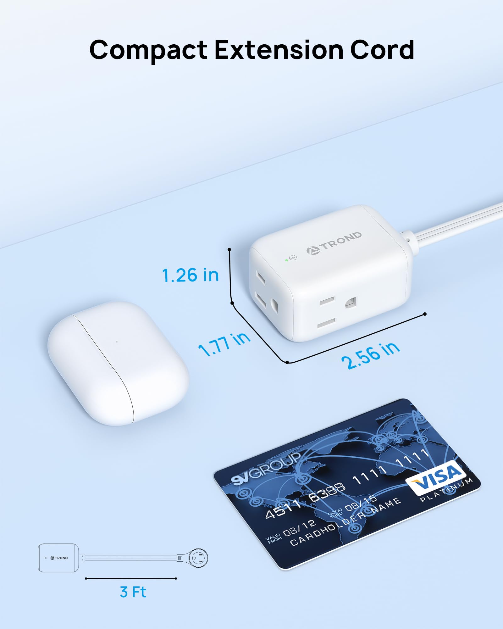 TROND 13A, 16 AWG power cord delivers safe daily power for devices.