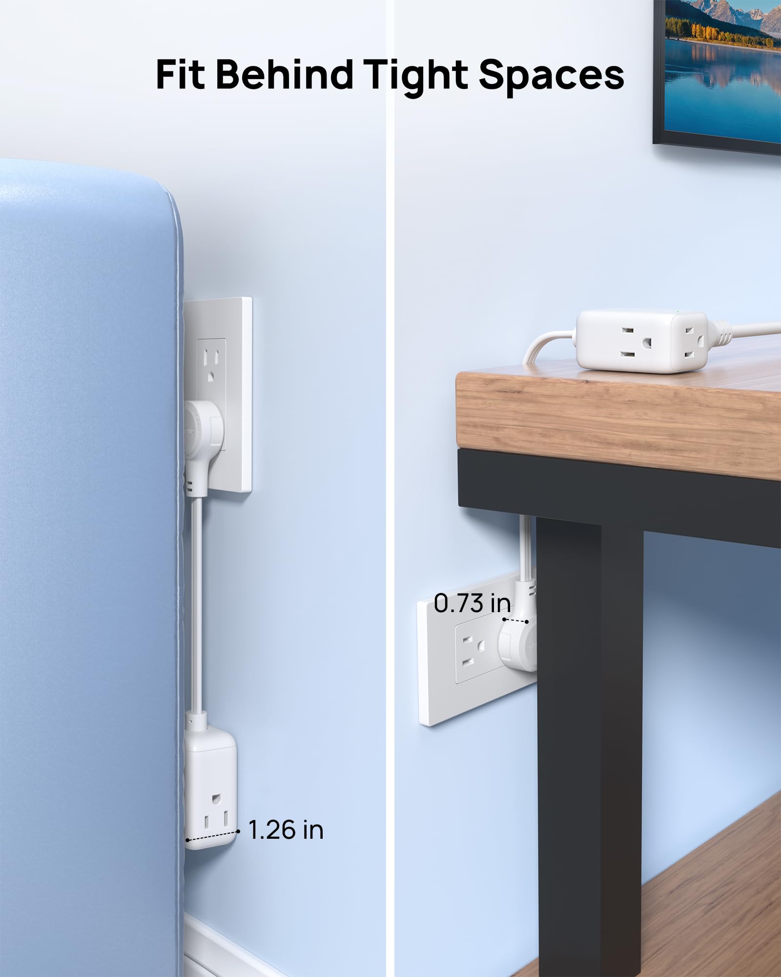 TROND flat plug close-up highlighting its short six-inch cord