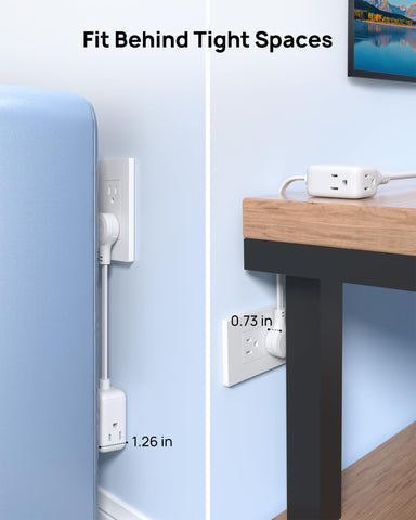 TROND flat plug close-up highlighting its short six-inch cord