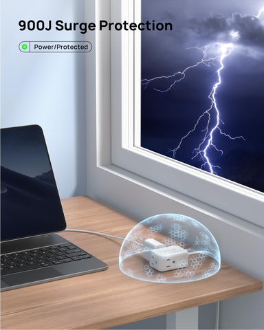 TROND flat plug extension cord with flame-retardant housing for durable indoor use.