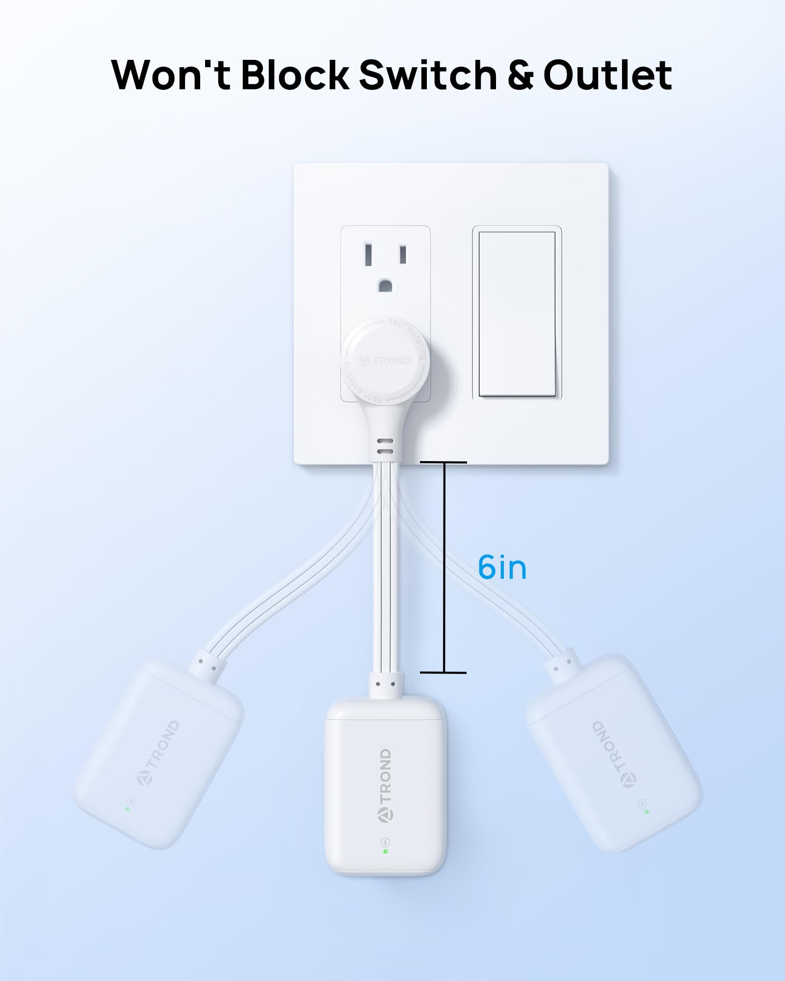 TROND dorm room setup showing space-saving power extension solution