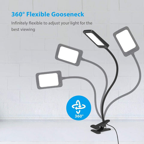 TROND LED desk lamp metal clamp fits desks securely.