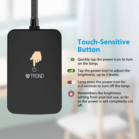 TROND LED desk lamp energy-saving LEDs use less power and avoid hazardous materials.