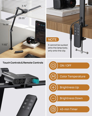 TROND LED Desk Lamp provides wide, even illumination across a large work area