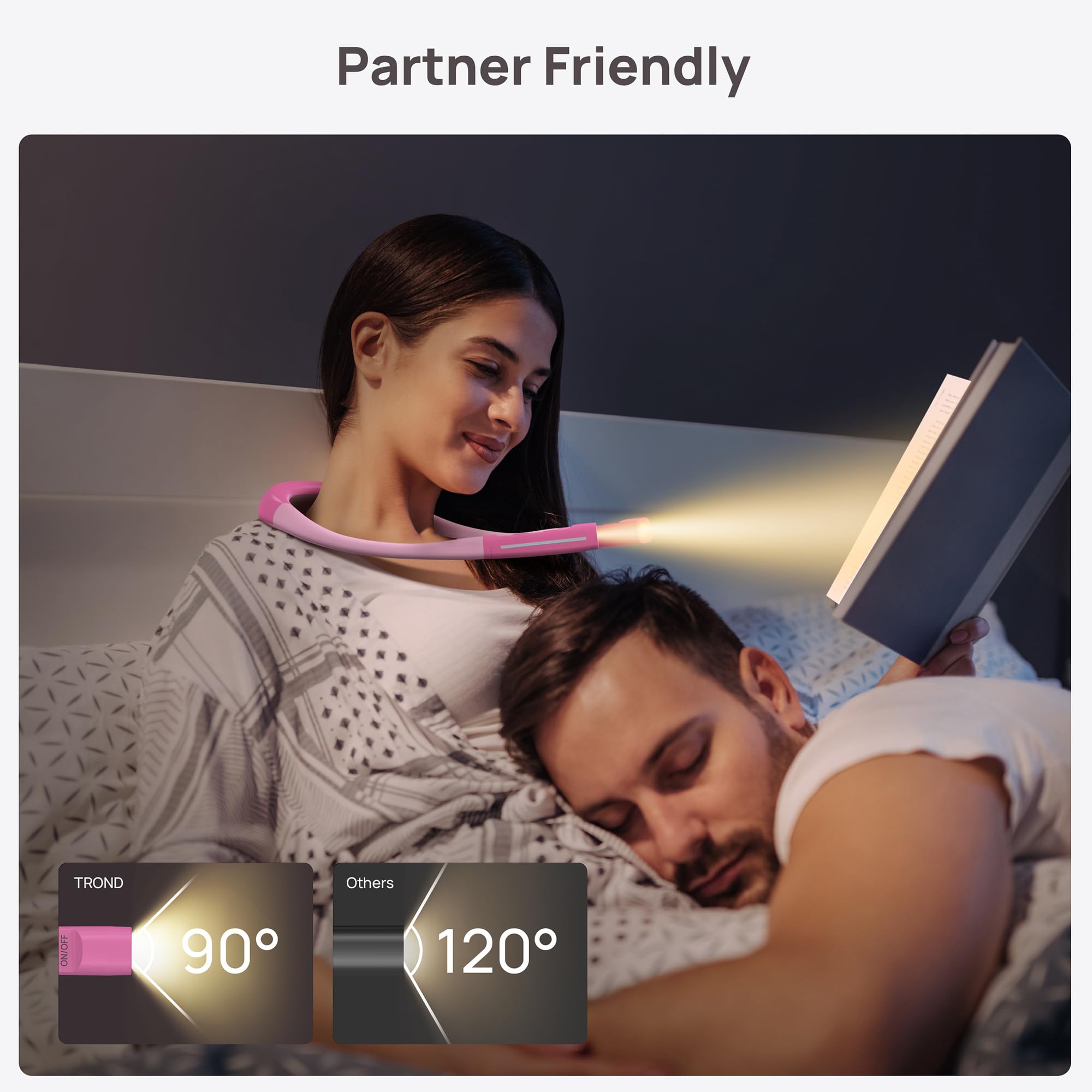 TROND LED Neck Reading Light with RGB warning and SOS mode for outdoor safety