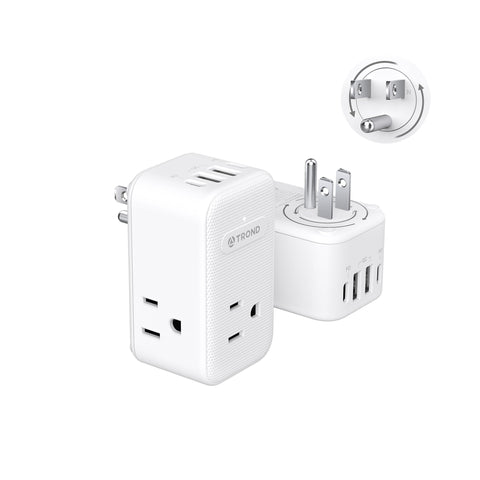TROND multi-plug-outlet-extender with 360°-rotating-plug for tight spaces.