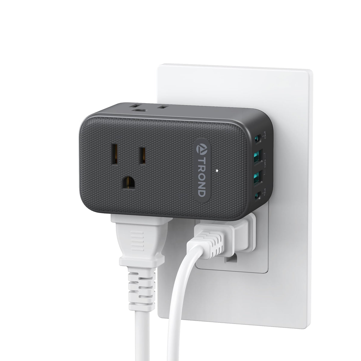 TROND Multi Plug Outlet Extender with rotating plug fits tight corners for easy charging
