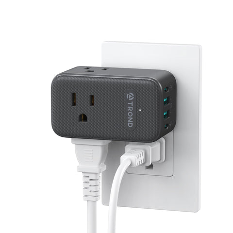 TROND Multi Plug Outlet Extender with rotating plug fits tight corners for easy charging