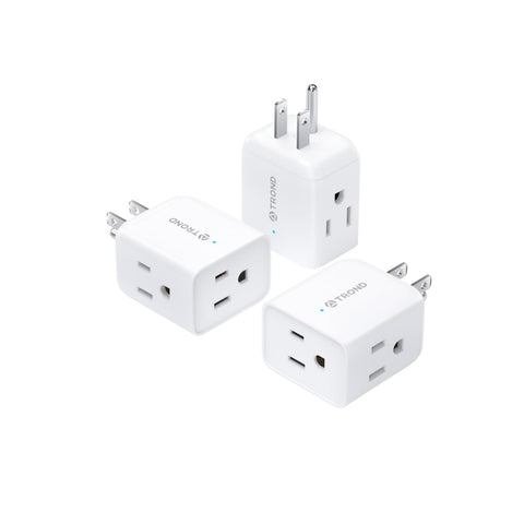 TROND Multi Plug Wall Outlet Extender front view showing three side outlets for simultaneous charging