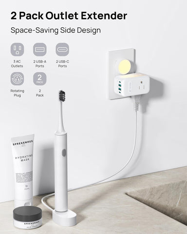 TROND 3-outlet-4-usb-port-extender for simultaneous device charging.