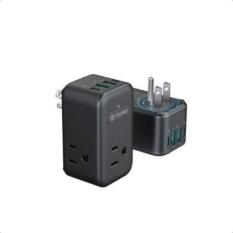 TROND outlet extender with 360° rotating plug fits tight spaces smoothly.